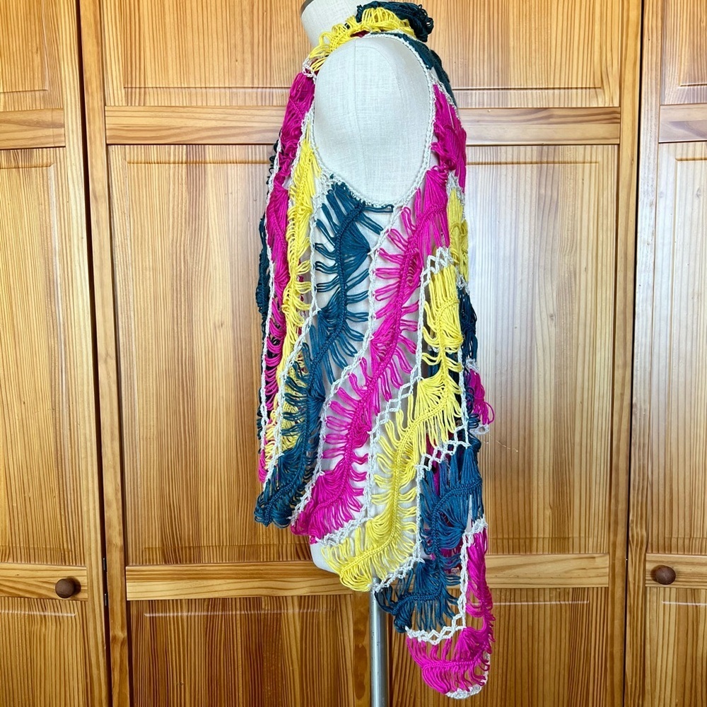 Umgee Small/Medium Colorful Crochet Cardigan Vest Boho Festival - Picture 6 of 9